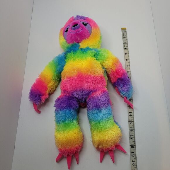 Build A Bear Rainbow Sloth Plush 18” Paws Stick Together Tye Dye BABW Retired - Picture 5 of 7
